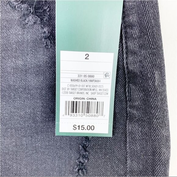 NEW Wild Fable Women's Black Mini Distressed Split Front Jean Skirt Size 2 - Picture 5 of 10